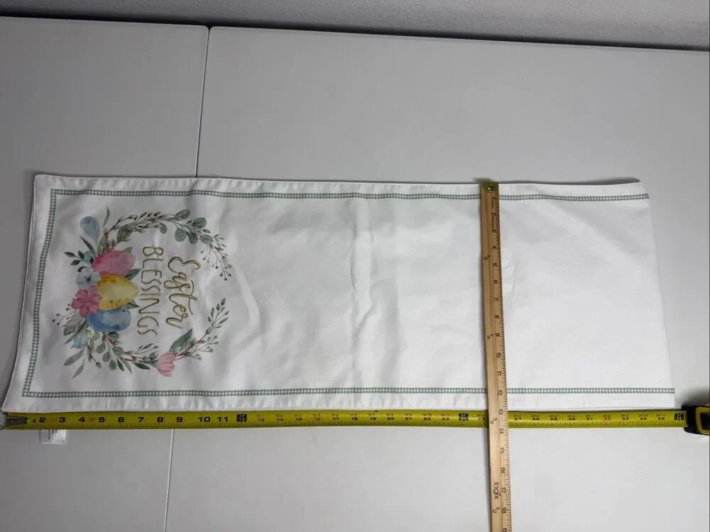 Easter Blessings Table Runner Spring Floral Eggs Farmhouse Holiday Decor 72 Inch